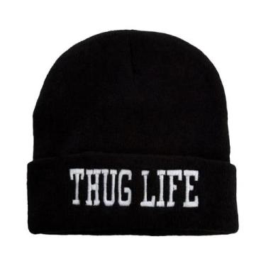 Imagem de Gorro De Inverno Masculino Quente De Lã Tricotado Com Bordado Thug Lif