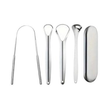 Imagem de Raspador De Língua Portátil De Aço Inoxidável Para Adultos E Crianças,