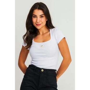 Imagem de Blusa Feminina Casual Decote Reto Polo Wear Branco-Feminino
