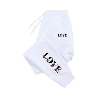 Imagem de Calças De Moletom Femininas Com Estampa De Carta De Amor Estilo Casual