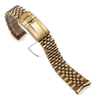 Imagem de ZUC Pulseira de relógio de aço inoxidável sólido de 20 mm para Rolex GMT Oyster Perpetual Date, prata e ouro, fecho de implantação (C)