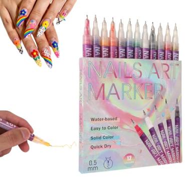 Imagem de Conjunto de 12 Canetas para Unhas Coloridas, 0,5mm Canetas de Grafite Multicoloridas Pintura Unhas Femininas para Uso Doméstico Salão Beleza e Decoração Manicure