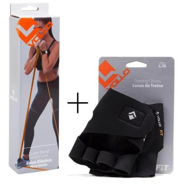 Imagem de Kit 01 Luva De Musculação Vollo Training Academia+01 Super Band Vollo Nível Médio-Masculino