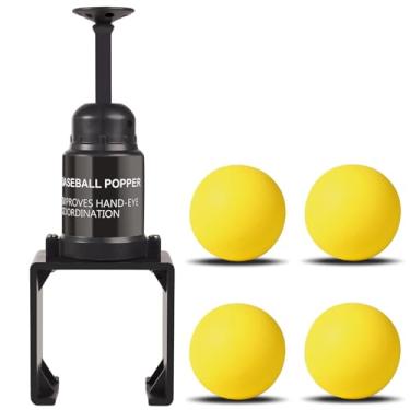 Imagem de Edinnoda Popper de camiseta de treinamento de softbol | Popper de beisebol para bater sem um arremessador (funciona com bolas Wiffle de prática, 4 bolas de softball incluídas) (4 bolas amarelas)