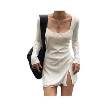 Imagem de Vestido Mini Sexy De Renda Com Mangas Longas E Fenda Para Mulheres, Id