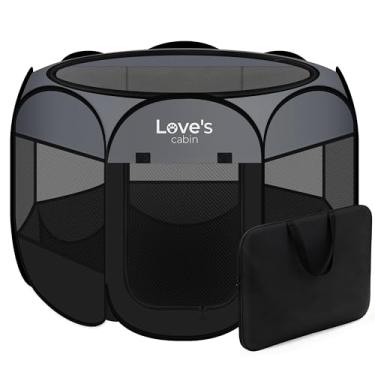 Imagem de Love's cabin Cercadinho para Cachorros para Cachorros, Gaiola Grande para Barracas para Cães Interna/Externa, Cercadinho Portátil para Cães e Gatos, Cercadinho Dobrável para Canil para Cães com Estojo