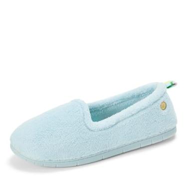 Imagem de Dearfoams Pantufa feminina de espuma viscoelástica presentes para ela – sapato Rachel fechado para casa, Veludo azul, 7-8