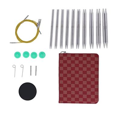 Imagem de Conjunto de agulhas de tricô circulares intercambiáveis, 10 pares, design ergonômico, agulhas tipo P com bolsa de armazenamento para suéteres de tricô, chapéus, cachecóis,