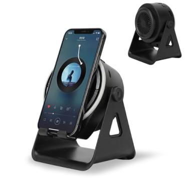 Imagem de VBESTLIFE Alto-falante de Indução Sem Fio, Suporte de Telefone Com Amplificador de Alto-falante Bluetooth, Som Estéreo, Iluminação Ambiente LED Dinâmica, Suporte de Telefone Ajustável Em (BLACK)