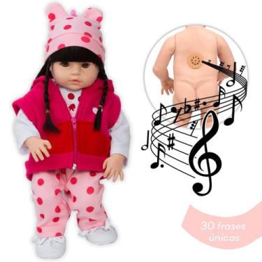 Imagem de Bebe Reborn de Silicone Menina Morena Girafa Fala e Chora - Cegonha Re