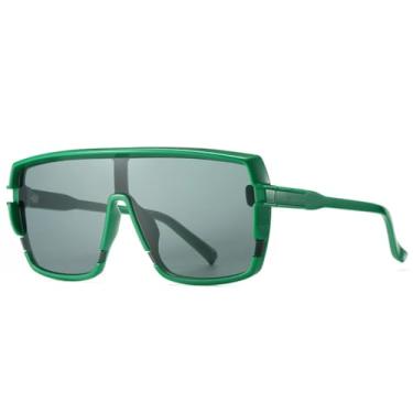 Imagem de Óculos de Sol de Luxo Oversized Unissex Estilo Vintage Esportivo (Verde)