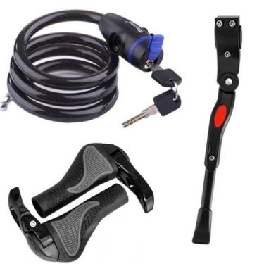 Imagem de Kit Pezinho Manopla Bar End e Cadeado 3 Itens Para Bike Acessórios de 