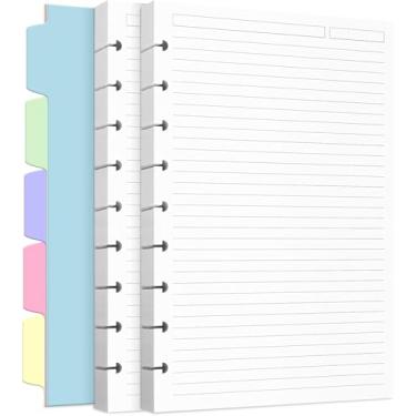 Imagem de Refil de papel Discbound, tamanho clássico (17,8 cm x 23,5 cm), refil de papel para sistema de anotações, inserções planejadoras de disco com 240 páginas, divisórias de 5 folhas, inserções de fichário