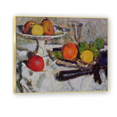 Imagem de Moldura dourada. Arte vintage emoldurada de frutas mortas, pintura clássica de cozinha country, decoração de parede de casa de fazenda quente para sala de jantar e cozinha. A07. 50 x 60 cm - 19,6 x