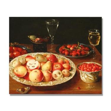 Imagem de NHLDZYH Arte em tela vintage de frutas mortas, pintura clássica de cozinha country, decoração de parede de casa de fazenda quente para sala de jantar e cozinha. A34. 70 x 84 cm - 27,5 x 33,1 pol
