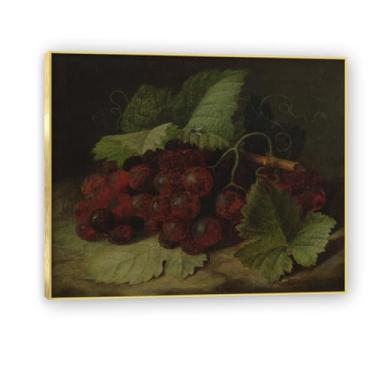 Imagem de NHLDZYH Moldura dourada. Vintage Fruta Ainda Natureza Tela Retrô Frutas Motivo Estilo Country Decoração de Parede para Cozinha e Sala de Jantar. A50. 30 x 36 cm.