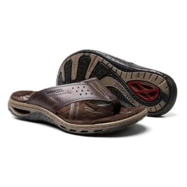 Imagem de Chinelo Masculino Amortecedor Couro de Dedo Pegada 131663-Masculino