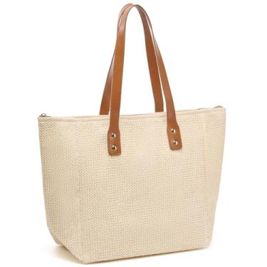 Imagem de Bolsa feminina – Bolsa Hobo de couro PU com textura vegana, bolsa de ombro para trabalho, viagens, Vo1 bege
