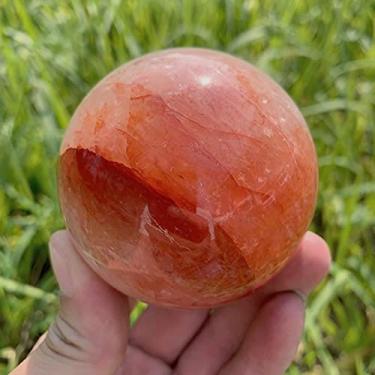 Imagem de Cristal natural cristais naturais bola esfera de quartzo fogo vermelho pedras reiki quarto escritório casa aquário decoração acessórios pedra preciosa (tamanho: 70-75 mm)