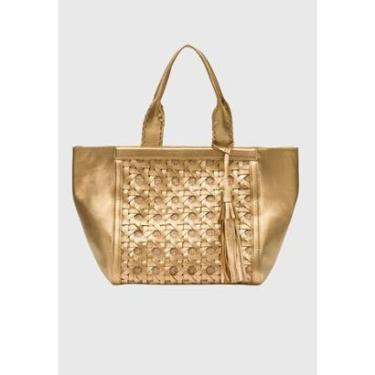 Imagem de Bolsa Tote Tressê Maxi Palha Ouro Isla-Feminino