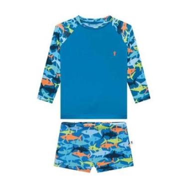 Imagem de Conjunto Bebê Menino Proteção UV 50+ Onda Marinha Tubarão-Masculino