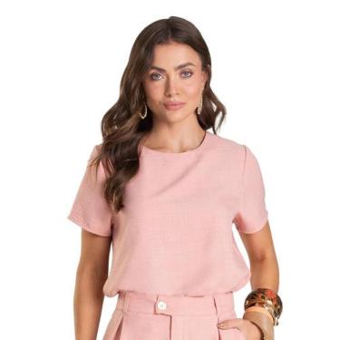 Imagem de Blusa Feminina de Tecido Dianna Rosa, G, Rosa
