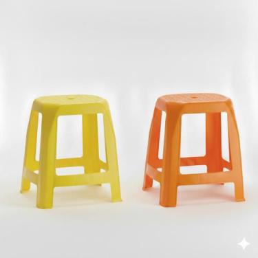 Imagem de kit banco, banquinho, banqueta, com 2 unidades - Cdi Plastic, amarelo 