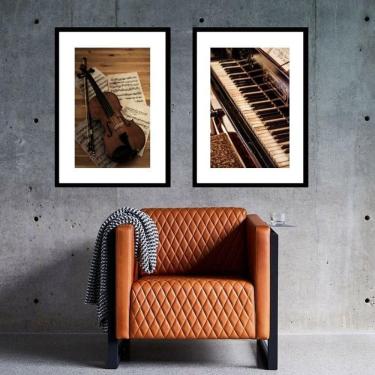 Imagem de Kit 2 Quadros Violino E Piano - 60X48Cm