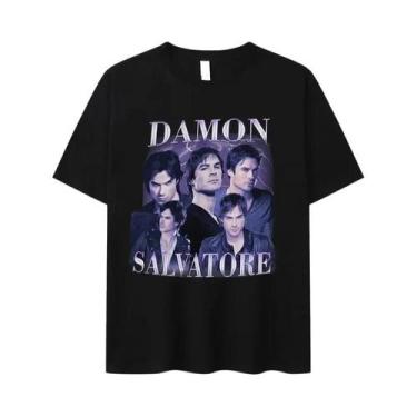 Imagem de Camiseta Feminina Oversized Com Estampa De Drama De TV Damon Salvatore