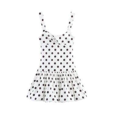 Imagem de Vestido Feminino Com Estampa De Poá E Mangas Balão, Estilo Europeu-Ame