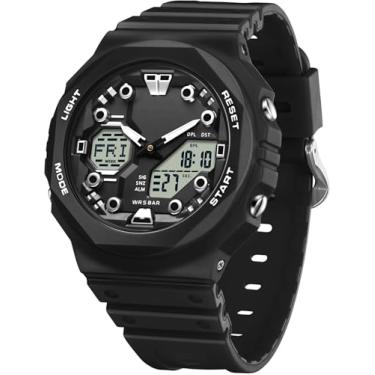 Imagem de findtime Relógio esportivo feminino digital à prova d'água, relógio de pulso tático militar ao ar livre, analógico, moderno, relógios femininos com alarmes luminosos de LED, cronômetro, contagem