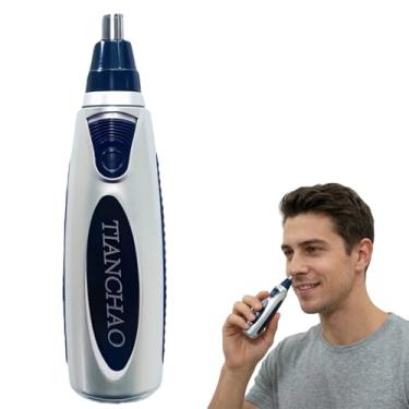 Imagem de Aparador de lâmina dupla à prova d'água para cuidados faciais - Removedor de pelos indolores para nariz, orelha e sobrancelha para homens e mulheres, classificação IPX7, design fácil de limpar