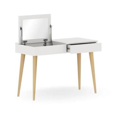 Imagem de Escrivaninha Infantil com Espelho e Gaveta Kids  Branco com Carvalho -