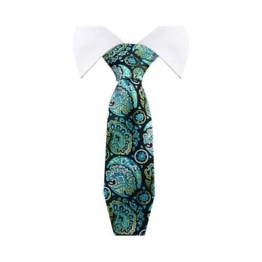 Imagem de Gravata Masculina Slim Paisley De 36 Cores, Luxuosa, Azul Vintage, Par