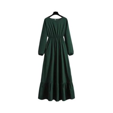 Imagem de Vestido Maxi Floral Feminino Para Primavera E Verão, Casual, Manga Lon