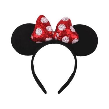 Imagem de Tiara Grande Com Laço De Lantejoulas Da Minnie Mouse Para Mulheres, Ac