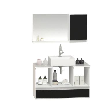 Imagem de Conjunto Gabinete Venus 80cm Branco Preto