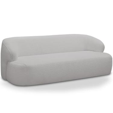 Imagem de Sofá 2 Lugares Curvo Orgânico Para Sala Living 150cm Barolo L06 Bouclê Cinza - Lyam Decor