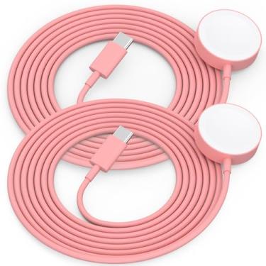 Imagem de Amasuki Pacote com 2 USB C para carregador magnético sem fio portátil compatível com Watch Ultra2 Ultra Series 10/9/8/7/6/SE/SE2/5/4/3/2/1-[1m/rosa]