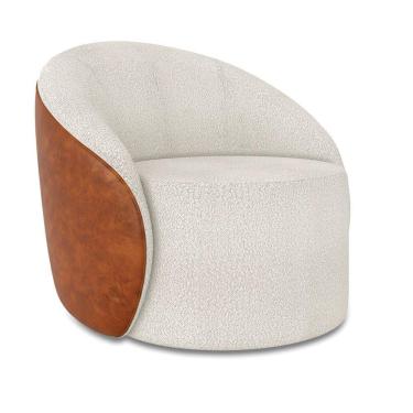 Imagem de Poltrona Sala Orgânica Lua Giratória Sintético Pu Nozes/bouclê Cinza D03 - D'rossi