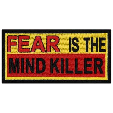 Imagem de EmbTao Emblema de motociclista bordado Fear is The Mind Killer com aplique de ferro no emblema costurado