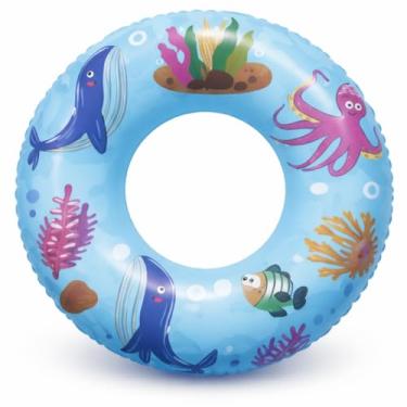 Imagem de Boia Infantil Redonda para Piscina e Praia | Estampas Divertidas | Tema Infantil (Fundo do Mar Azul)