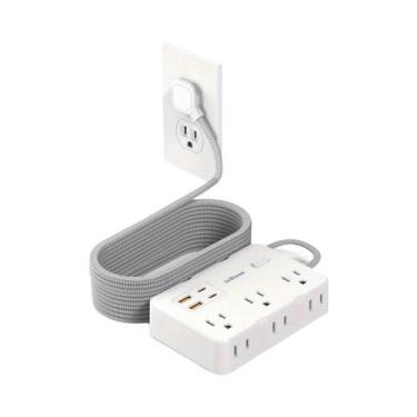 Imagem de Tomada Elétrica Com 6 Saídas AC E 4 Portas USB, Protetor Contra Surtos