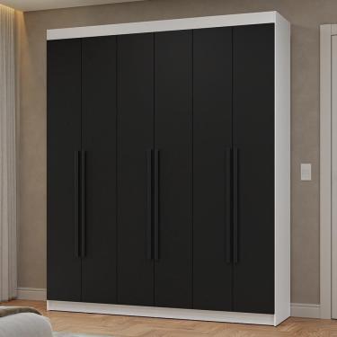 Imagem de Guarda-roupa Casal 6 Portas Batentes Netuno Madesa Branco/preto