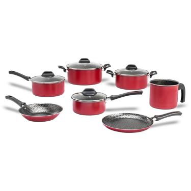 Imagem de Jogo de Panelas 7 Peças Brinox Anis Antiaderente Pro-Flon Borgonha
