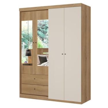 Imagem de Guarda Roupa Solteiro Star 4 Portas Glass Capuccino Off White -THB