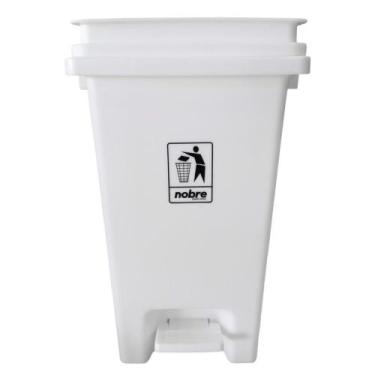 Imagem de Lixeira Plástica com Pedal 20L Branca Banheiros Cozinhas - Nobre - Goe