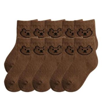 Imagem de Kit 10 Pares Meias Infantis Baby Bear Urso Meninos Meninas Algodão Con