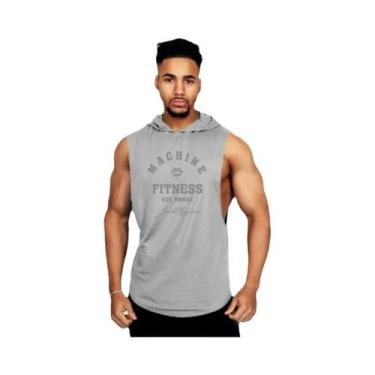 Imagem de Camiseta Regata Masculina Com Capuz, Ajuste Musculoso, Algodão, Sem Ma