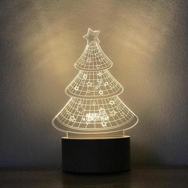 Imagem de Lâmpada de mesa com luz noturna 3D LED Árvore de Natal para crianças -